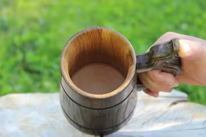 Stylish Viking Beer Mug Classic Style Wooden Handmade <b>Retro</b> Brown Oak Carving Custom Pattern Smart Feature <b>Microwave</b> Safe - Product Image 5