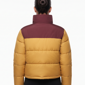 Veste d'hiver matelassée tendance pour femme, color block, entièrement zippée, chaude, garnie de polyester, longueur standard, vente en gros - Product Image 2