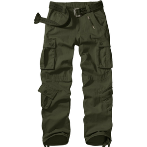 Men's Casual Cargo Pants Canvas Multiple Pockets Straight Fit High Waist Drawstring Closure Breathable Midweight Workwear Style - Product Image 5