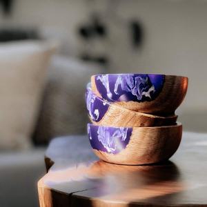 Natural Wood <b>Epoxy</b> Resin Eco-Friendly Handmade Modern Bowls Resin Inlay Food Serving Gifting Decorative Bowl - Product Image 2