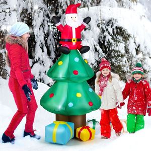 Decoración Navideña Inflable de 7 Pies de Santa Claus con Cajas de Regalo y Árbol de Navidad para Jardín y Fiestas - Product Image 2