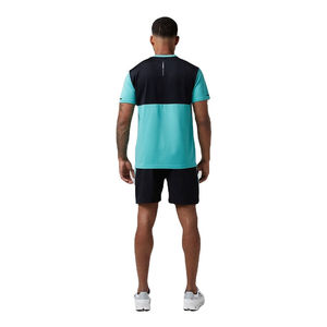 Men's Turquoise Crew Neck T-Shirt Shorts <b>Set</b> Color Blocking Sporty Breathable Quick Dry 100% Cotton <b>Knitted</b> Fabric Summer Wear - Product Image 5