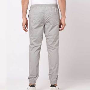 Pantalon de jogging décontracté gris en molleton de coton pour homme, taille élastique avec cordon de serrage, poches latérales, respirant, style Oxford - Product Image 3
