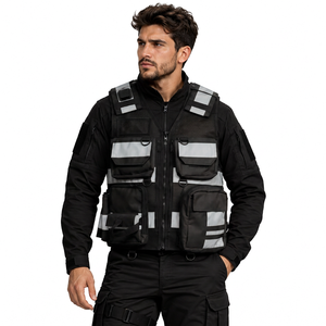 High Quality Customized Men Breathable Reflective Safety <b>Tactical</b> Work Jacket Zipper Multi Pockets <b>Vest</b> - Product Image 2