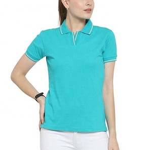 Camiseta Polo Turquesa para Mujer, Diseño ODM OEM, Manga Corta, Color Sólido, Tela Piqué Informal, Largo Regular, 100% Poliéster - Product Image 4