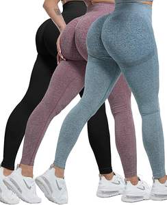 Leggings de yoga sin costuras color granate de secado rápido para mujer, 100% algodón, cintura alta, con logo personalizado, pantalones ajustados para mujer en venta - Product Image 1