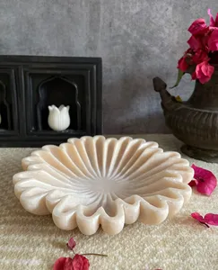Bol de service en marbre au design floral moderne, accessoire de table multifonctionnel pour occasions spéciales (Ramadan, Diwali), idéal pour la maison et l'hôtel - Product Image 4