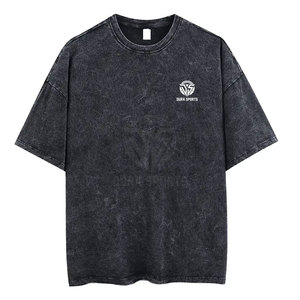Wholesale Customized Logo Printed Acid Wash T-Shirt For Men Short Sleeves Casual Wear 100% Cotton Loose Fit Acid Wash T-Shirt - Product Image 1