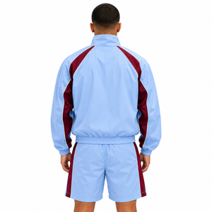Veste coupe-vent rétro zippée pour homme avec cordon de serrage, short, veste de survêtement réfléchissante, légère en nylon et polyester, commande personnalisée - Product Image 2