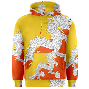 Sweat-shirt à capuche imprimé Dragon Rouge Jaune pour Homme, Manches Classiques, Tricoté, Style Automne, Impression par Sublimation - Product Image 1