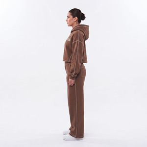 Women <b>Plus</b> <b>Size</b> Cropped Hoodie Wide Leg Tracksuit Two Piece Fleece Sweat <b>Set</b> <b>Plus</b> <b>Size</b> Cropped Hoodie <b>Jogger</b> Ladies Tracksuit - Product Image 3