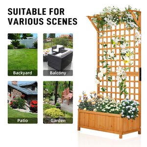 Fioriera da Giardino in Metallo Alta 72 Pollici con Traliccio Elegante e Recinzione, Vaso per Piante e Cancelli - Product Image 4