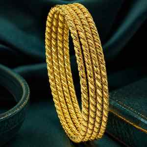 Wholesale 14K18K24K Gold Plated Turkish Twist <b>Bangles</b> <b>Set</b> 4 Pcs Brass Custom <b>Bangles</b> Fashion <b>Bangles</b> South Asian Bridal <b>Bangles</b> - Product Image 1