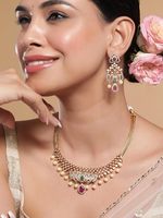 Ensemble collier, boucles d'oreilles et parure de tête en zircon plaqué or 18 carats avec perles, design floral, bijoux de mariage classiques pour femmes