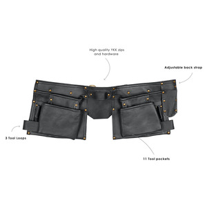 Cinturón de herramientas de cuero hecho a mano con bolsillos espaciosos, soportes seguros para herramientas, costuras de primera calidad y cintura ajustable en venta. - Product Image 5
