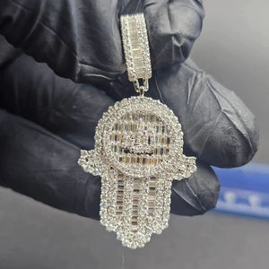 Collar con Colgante de Plata 925 Chapado en Oro, Diseño Elegante y Moderno con Corte Esmeralda, Estilo Hip Hop, para Hombre, Único y con Estilo - Product Image 3