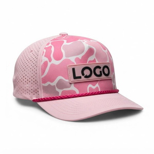 Gorra de Béisbol Rosa Camuflaje con Logotipo de PVC en Relieve, 5 Paneles, Estilo Urbano Unisex, Primavera Verano - Product Image 1