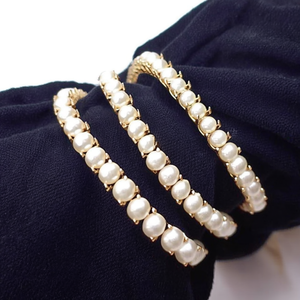 AD Style Fashion Pearl <b>Bangles</b>-<b>Copper</b> Brass Alloy Bezel Set Bracelets - Product Image 3
