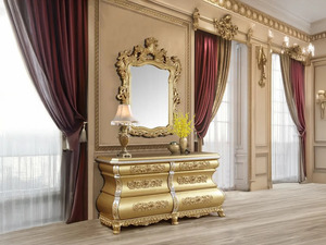 Royal Luxury Solid Teak Wood Dining Room Set Gold Carved 6 Chairs Palace <b>Table</b> Storage Sideboard <b>Buffet</b> Mansion Furniture - Product Image 4