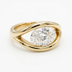 Anillo de Compromiso Clásico de Oro Amarillo de 18K para Mujer con Diamante Ovalado Cultivado en Laboratorio con Certificación IGI, para Uso Diario, Regalo - Product Image 1