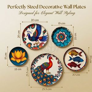 Assiettes murales décoratives en gros : décorations murales florales, oiseaux, poissons, lotus pour salon et entrée. - Product Image 4