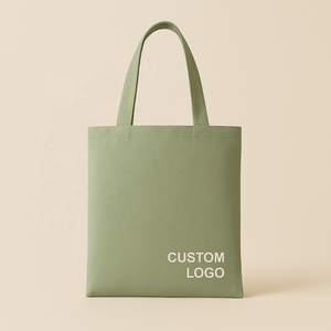 Bolsa de tela resistente con logotipo personalizado, bolsa de compras de lona de algodón orgánico, ecológica, con cierre abierto. - Product Image 3