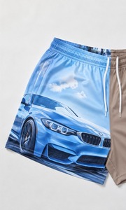 Shorts de Rugby Sublimados de Poliéster Ecológico de Dos Tonos con Logotipo Personalizado Directo de Fábrica al Por Mayor, Cintura Alta y Bolsillo con Cremallera - Product Image 3