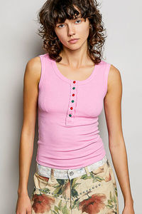 Camiseta sin mangas con cuello redondo y botones de colores POL - Product Image 2