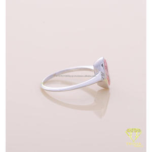 Bague de fiançailles en or blanc avec diamant de laboratoire ovale rose, solitaire, bague de promesse, bague de mariage pour femme, bijoux élégants - Product Image 3