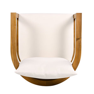 Silla de Comedor Moderna de Madera de Teca para Exteriores, Patio, Jardín, Restaurante, Cafetería, con Asiento Acolchado - Product Image 3