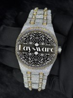 Reloj de Moda de Lujo para Hombre, Chapado en Oro Amarillo, con Incrustaciones de Diamantes de Imitación VVS, Corte Brillante Redondo, Estilo Hip Hop