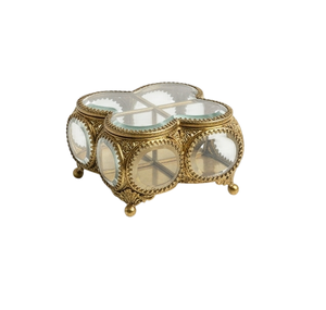 Luxury Geometric Jewelry <b>Box</b> With Gold Frame Clear Panels Exquisite Design Modern Storage Container Handmade Metal <b>Gift</b> Set - Product Image 4