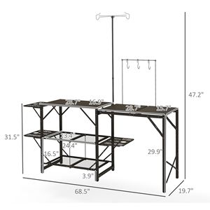 Supporto per Lampada Regolabile, Tavolo da Campeggio Pieghevole con Stazione di Cucina, Pratico Tavolo da Campeggio - Product Image 3