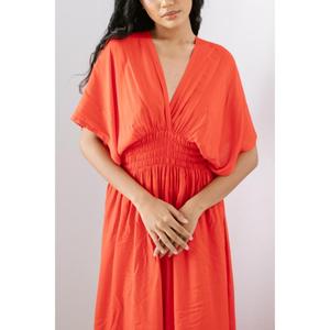 Women’s Solid Color V-Neck Maxi Dress Casual Loose Summer Beach <b>Kaftan</b> <b>Long</b> Dress - Product Image 3