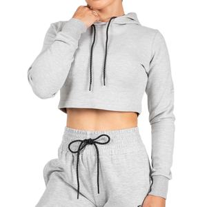 Sweat-shirts de sport de haute qualité en gros, logo personnalisé, crop top à capuche pour femmes, vêtements de sport décontractés et tendance - Product Image 4
