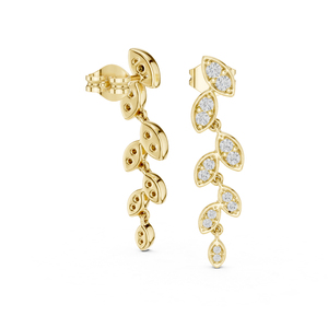 Boucles d'oreilles en or jaune 14 carats avec diamants de laboratoire ronds pour femmes |   Vêtements de mariée |   Nouveau diamant cultivé - Product Image 4