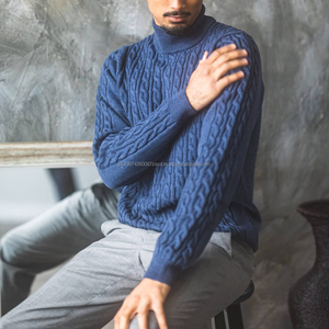 Logo Custom Men's Acrylic Winter Quarter Sweater Polo Pullover Vintage <b>White</b> Streetwear Knitwear <b>Long</b> <b>Sleeve</b> <b>Top</b> - Product Image 3