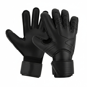 Gants de gardien de but de football tendance, à doigts complets, antidérapants, respirants, en PU, unisexes, avec fermeture auto-agrippante, noirs, écologiques - Product Image 1