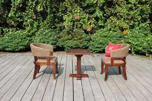 Hyacinth Water Chair Set With Wooden <b>Table</b> <b>Square</b> Design Rustic Style Upholstered Cushion Back Living Room Furniture - Product Image 6