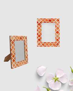 ZONE ARTISANAUTE HCZ-52 Cadre photo 4x6 vertical élégant fait main, imprimé UV 1 couleur, incrustation osseuse, design tressé perlé, durable - Product Image 3