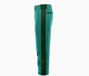 Men Breathable Tapered Pants Teal with Beige Stripe Elastic Waist Solid Color Polyester All Seasons Athletic Wear - Product Image 5