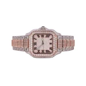 Montre mécanique pour homme de qualité supérieure en or blanc personnalisée avec diamants Moissanite VVS certifiés - Product Image 1