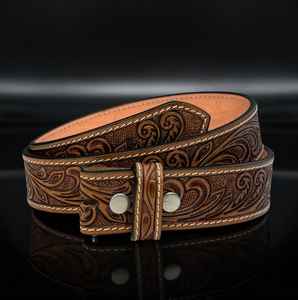 Cinturón de Cuero Grabado Floral Estilo Western Hecho a Mano con Impresión UV para Hombre y Mujer, 100% Piel Genuina de Vacuno de Grano Completo, Cierres a Presión, 1-1/2 Pulgadas de Ancho - Product Image 2