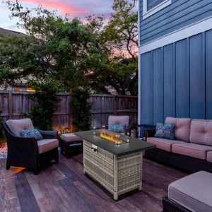 43 Inch Volcanic Stone Black Fire <b>Table</b> 50000 BTU Gas Firepit - Product Image 6