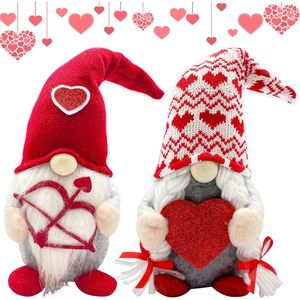 2 Pezzi Gnomo Cupido Rosso Illuminato, Decorazione per la Casa per San Valentino, Elfo Tomte Scandinavo, Elfo di Peluche Svedese dal Design Nordico - Product Image 2