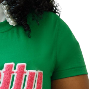 Camiseta Chenille Bonita Verde Rosa de Algodón Premium Estilo Casual Urbano para Hermandades - Product Image 5