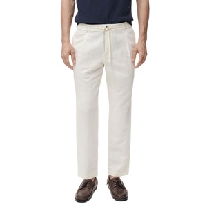 Premium Men Cotton Linen <b>Drawstring</b> <b>Trousers</b> Luxury Casual Straight Leg Summer Pants Private Label Manufacturer - Product Image 1