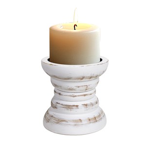 Pine Wood Hurricane Pedestal <b>Candle</b> Holder Handmade Square Design with Whitewashed Weathered Finish Home Decor Wholesale - Product Image 1