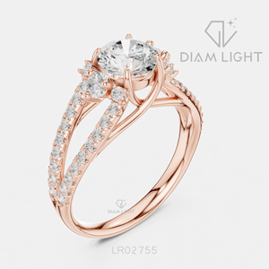 Bague de fiançailles en or blanc 14 carats avec diamant de laboratoire de 1,00 carat, couleur F+, clarté VS+, pavé rond, bague de fiançailles et de mariage certifiée IGI - Product Image 4