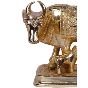 รูปปั้นทองเหลืองชุบทอง3นิ้วแม่วัวกับรูปน่องผลิตในอินเดีย - Product Image 2